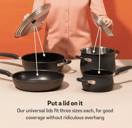 Meyer Accent Series Non Stick and Stainless Steel Spark Edition Cookware Set | Kitchen Set for Home | Induction Cookware Set | Pots and Pans cookware, 6 Piece, Matte Black - Image 4